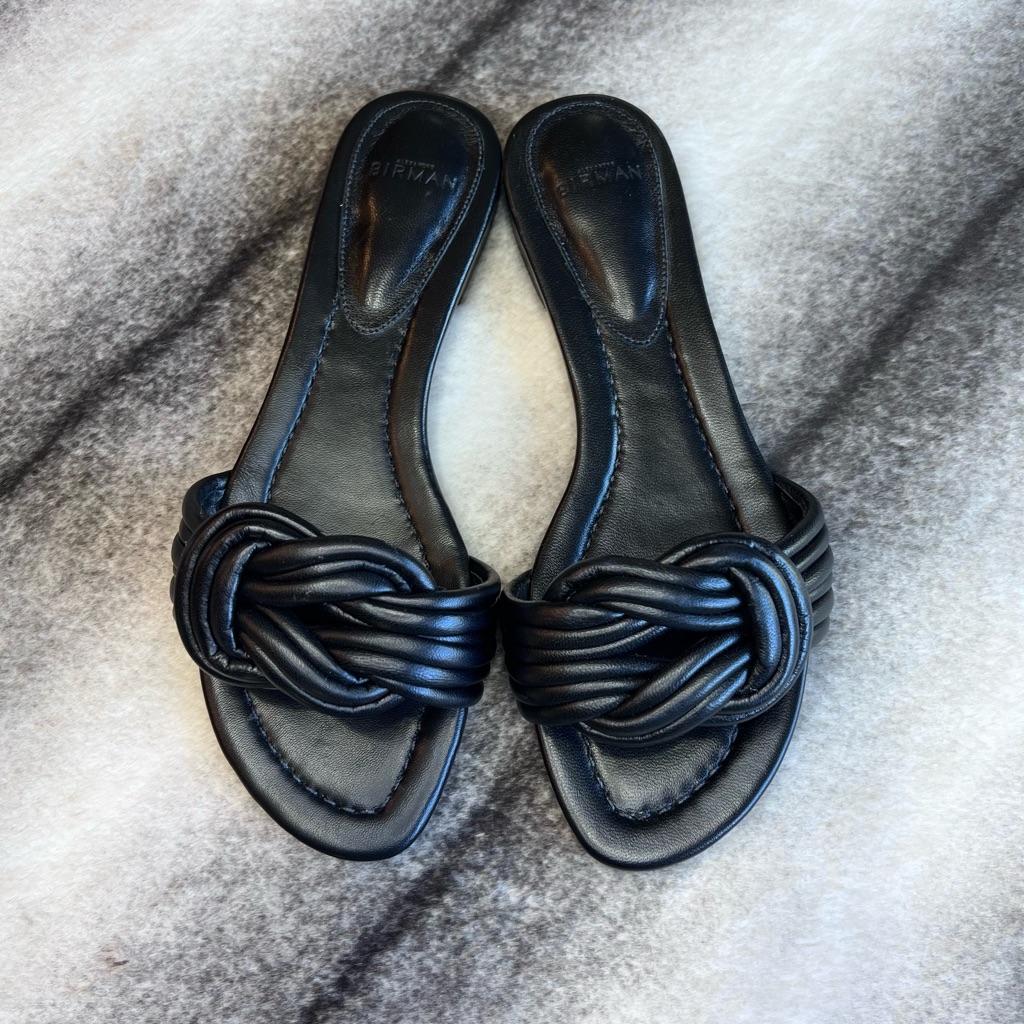 Alexandre Birman Vicky Sue Flat Exotic Black Sandals